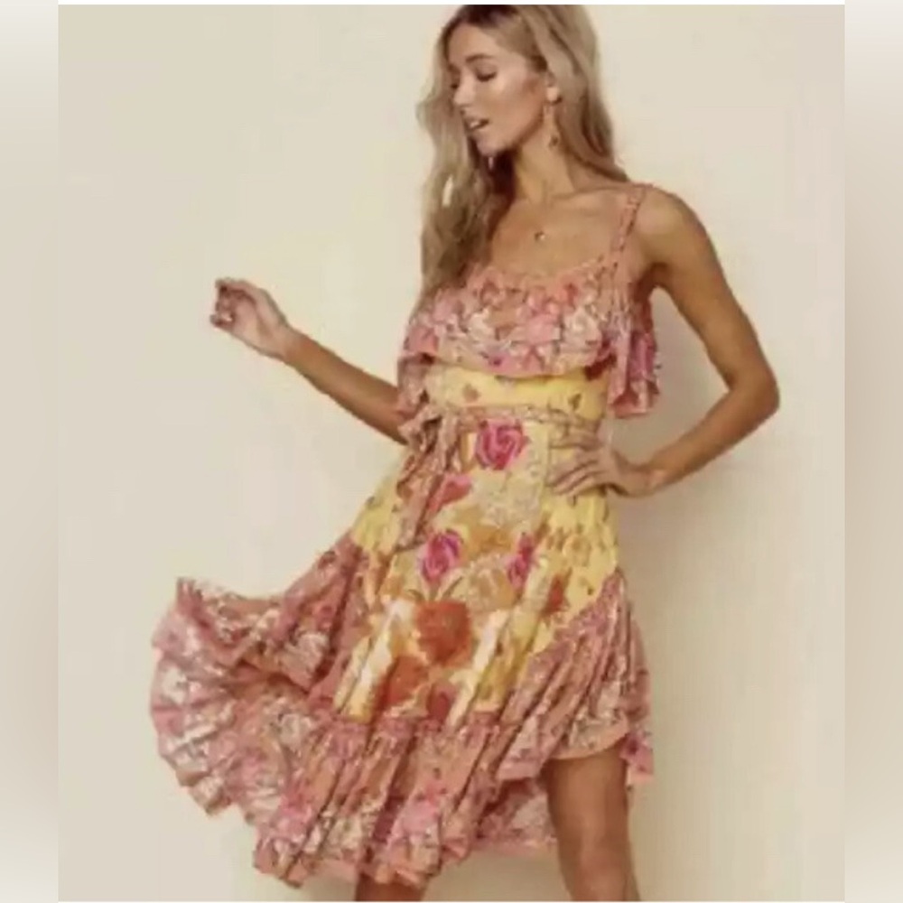 Spell Orange and Yellow Asymmetrical Sundress Women S